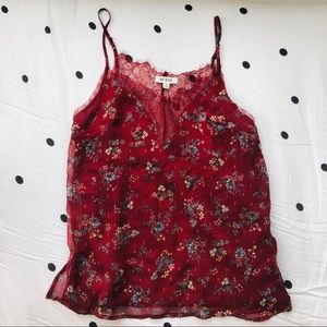One Heart Floral Spaghetti Strap Camisole w/ Lace